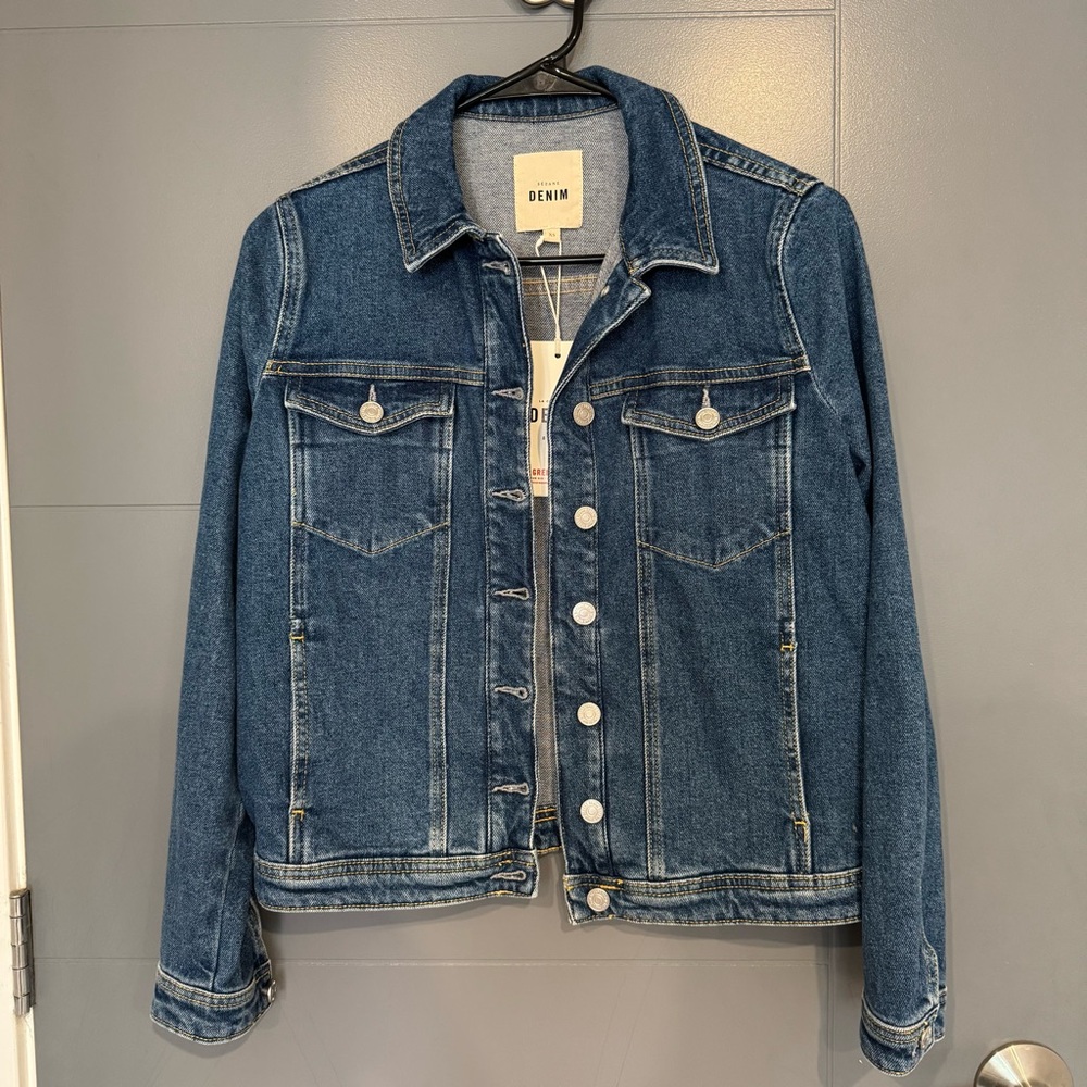 Sezane Wilfrield Jacket Denim Long Sleeves Organic Cotton Womens Size XS